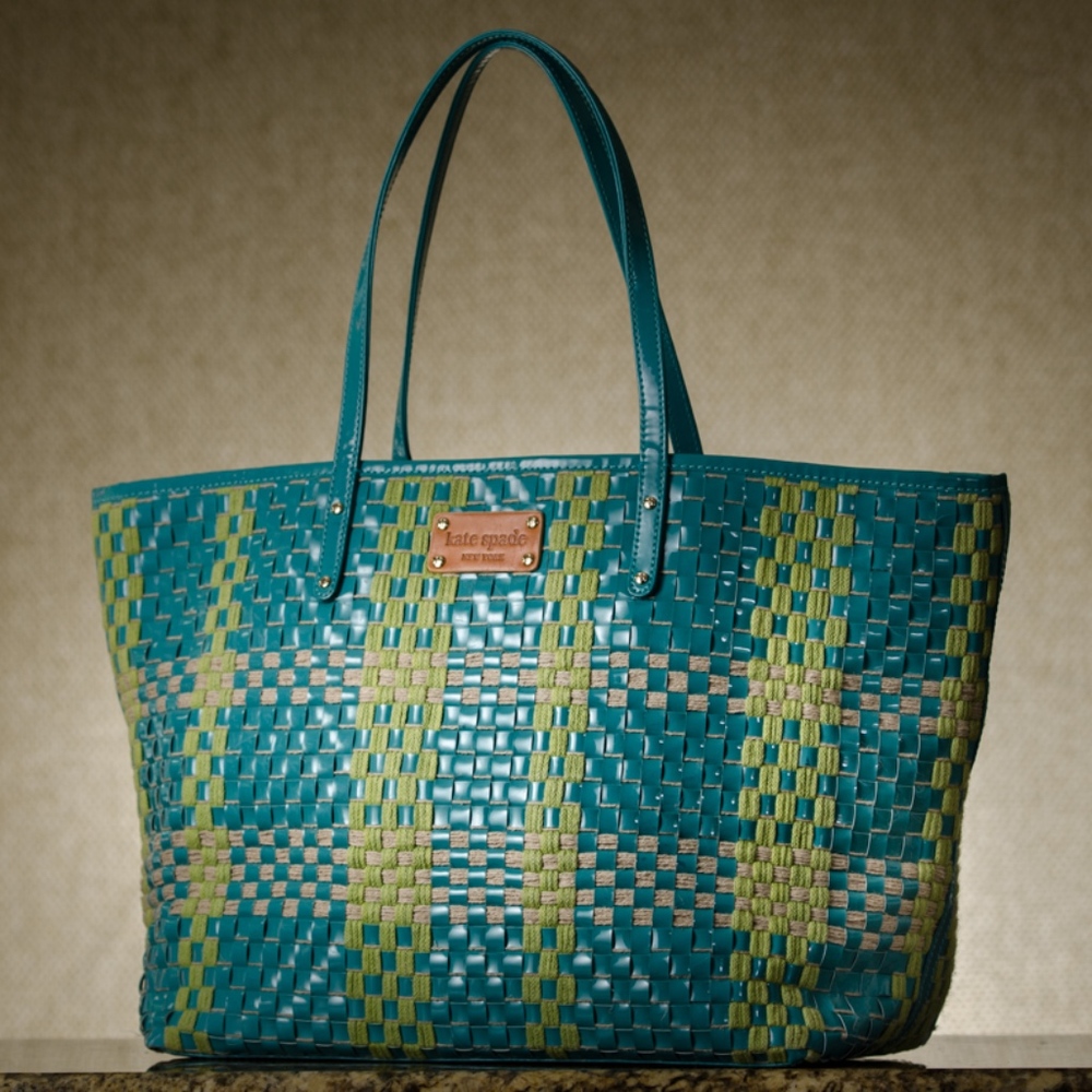 Kate Spade Patent Leather "Bay St" Woven Tote